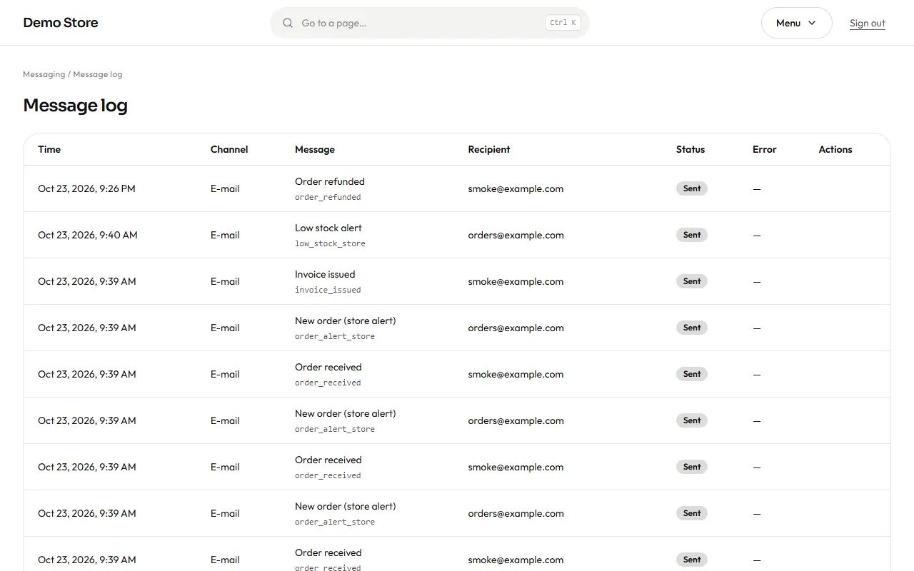 The message log
