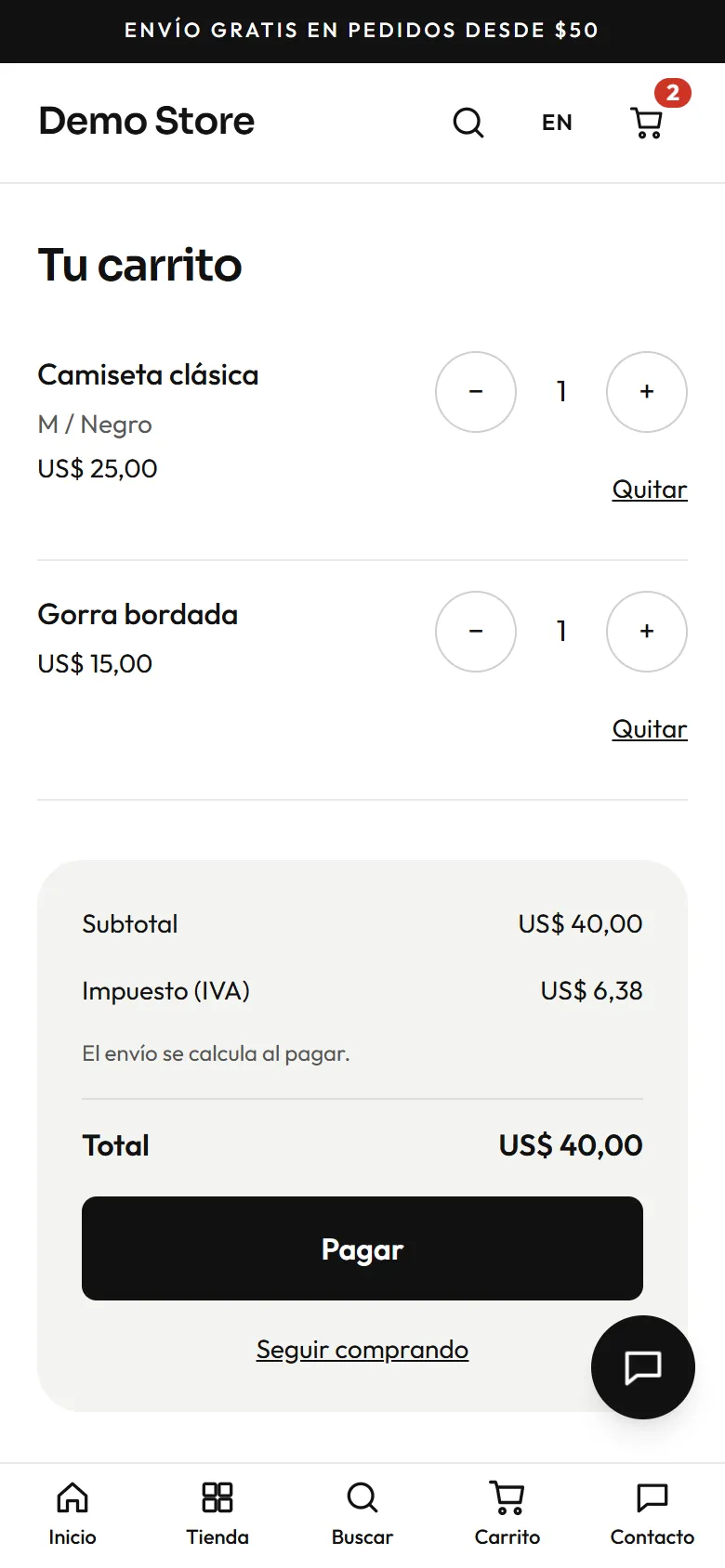 El carrito en un celular