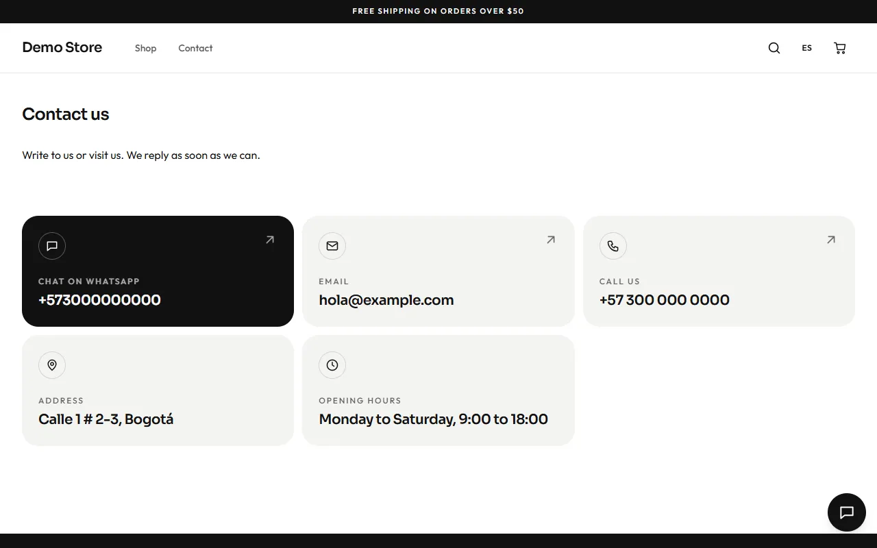 The contact page