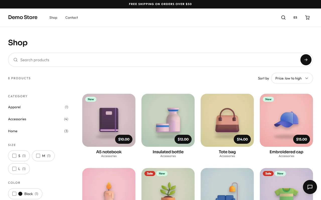 Shop with filters on a laptop