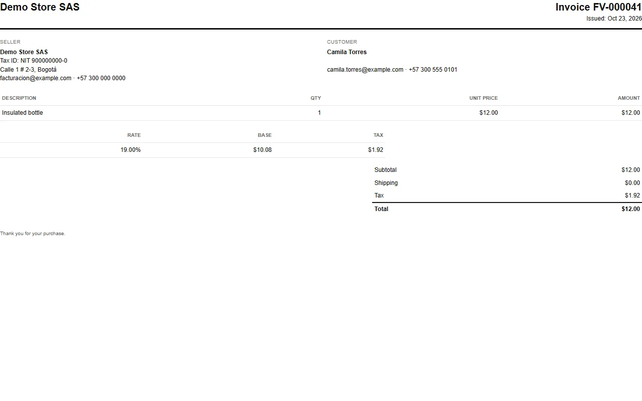 An invoice
