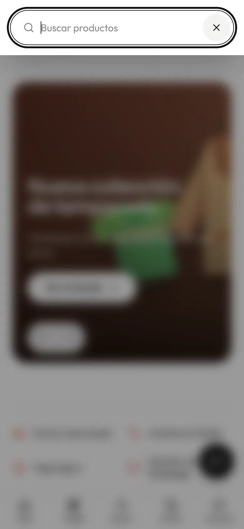 El buscador de la tienda en un celular